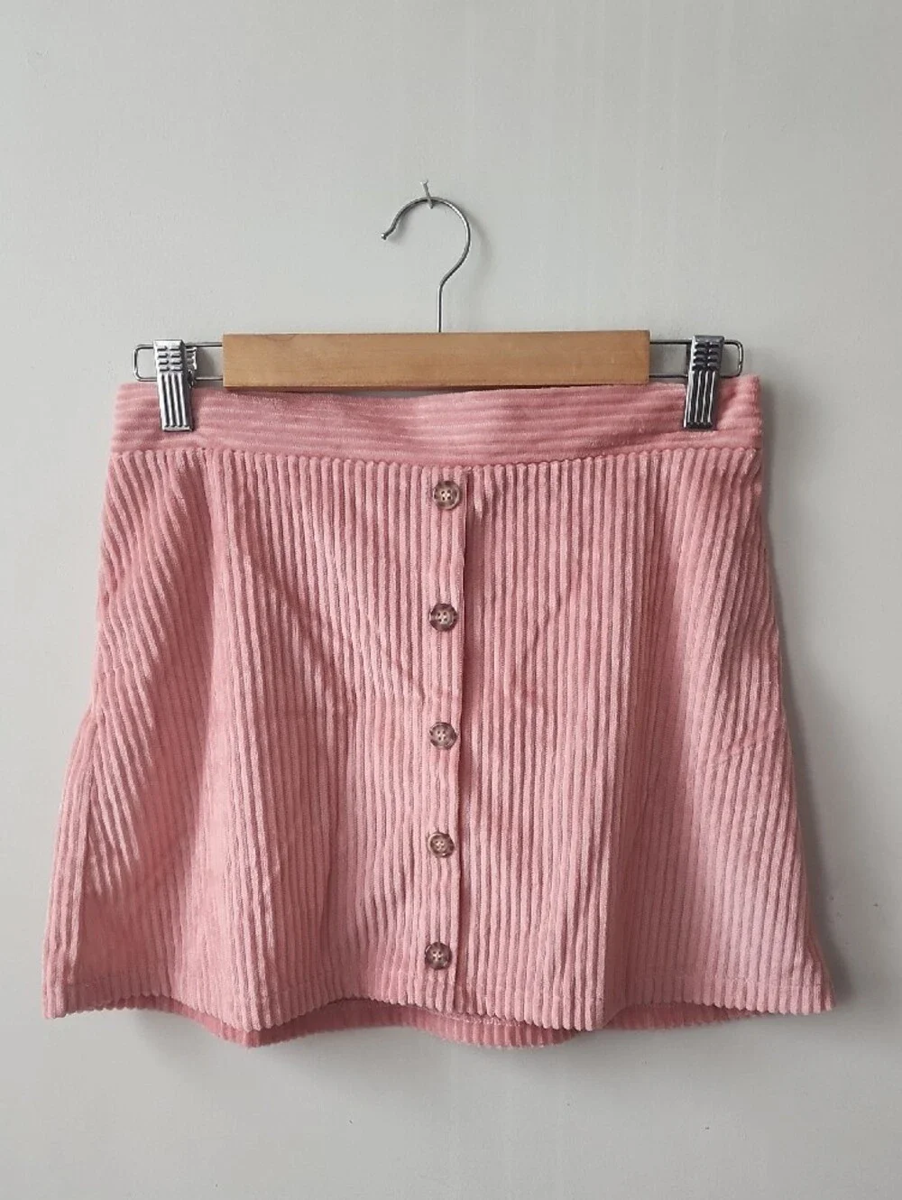 Girls' Pink Corduroy Button-Front A-Line Skirt